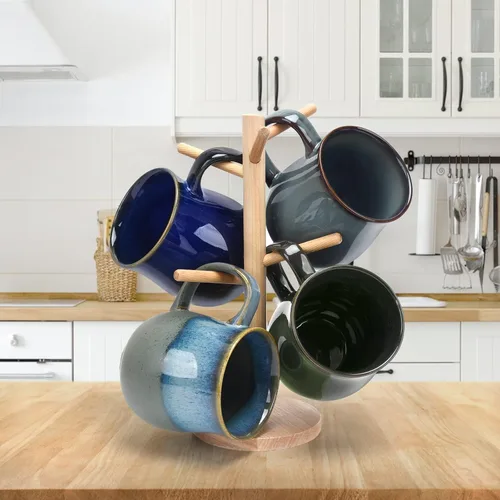 Miniatura 6 de Tazas de café de cerámica grandes de 20 onzas, 600ml, asa grande, taza de té de cerámica hecha a mano para oficina y hogar, fácil de sostener, apta