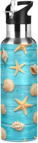 Miniatura 8 de Seashells Stainless Steel Water Bottle 32 Oz, BPA-Free Sport Water Bottle Insulated Leakproof Water Bottles