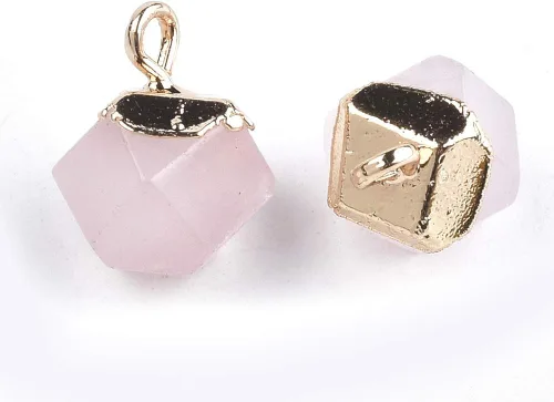 Miniatura 7 de KISSITTY 20 dijes de amazonita natural galvanizados con piedras preciosas cuadradas facetadas de 11-0.472x0.315 in con hallazgos de hierro dorado