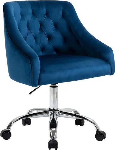 Miniatura 15 de MOJAY Silla Giratoria de Oficina de Terciopelo, Silla de Escritorio de Tela Elegante y Elegante con Detalles Dorados para Niñas, Silla de Recepción