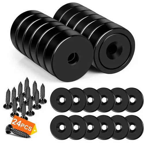 Miniatura 9 de DIYMAG Imanes de neodimio fuertes, paquete de 8 imanes redondos plateados de tierras raras de 110 libras con agujero avellanado resistente