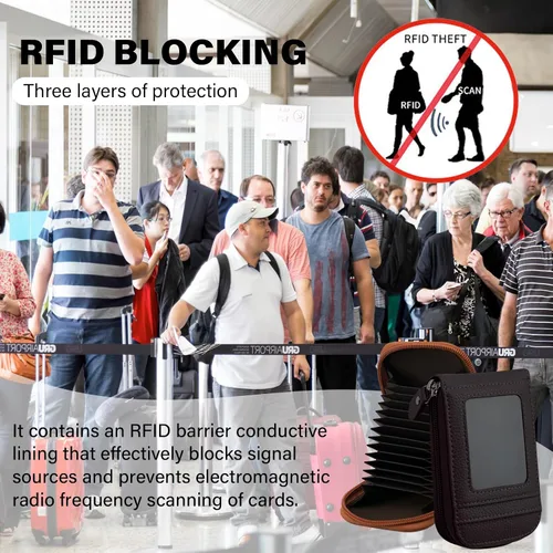 Miniatura 31 de RFID mini organizador de tarjetas de crédito, cuero auténtico, billetera compacta con visor de identificación, S, Negro