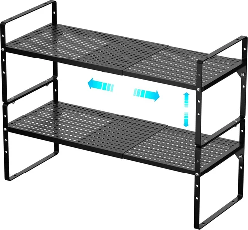 Miniatura 13 de Redrubbit Estante de almacenamiento ampliable para gabinete, altura ajustable, de metal, organizador de cocina, estantes para especias para cocina
