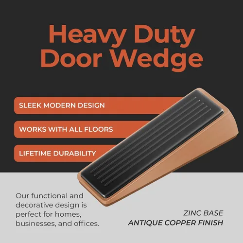 Miniatura 3 de Architectural Hardware - Tope de puerta de zinc resistente con agarres de goma antirozaduras - Topes de puerta de metal y goma para la parte
