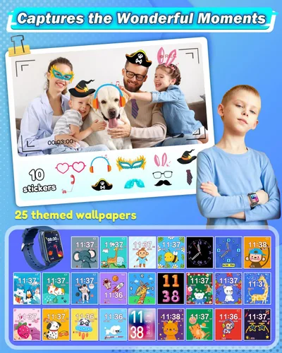 Miniatura 5 de Sueseip Reloj para Niños Juguetes para Niños de 6 a 8 años, pantalla táctil HD, doble cámara, reloj inteligente para niños de 5 a 7 años, juguetes