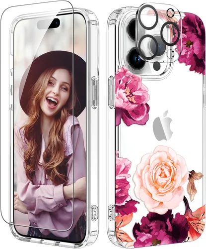 Miniatura 13 de ZQWY Funda compatible con iPhone 14/iPhone 13, estética transparente con diseño con protector de pantalla, protector de lente de cámara, a prueba