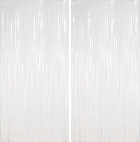 Miniatura 51 de BRAVESHINE - Fondos de flecos de papel de aluminio iridiscente, 2 cortinas metálicas de 3.2 x 6.5 pies para fotos, para cumpleaños, boda