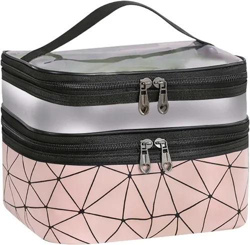 Miniatura 10 de Estuche de viaje de maquillaje de leopardo Bolsas de maquillaje de doble capa Estuches cosméticos de viaje Maquillaje Organizador Bolsas de aseo