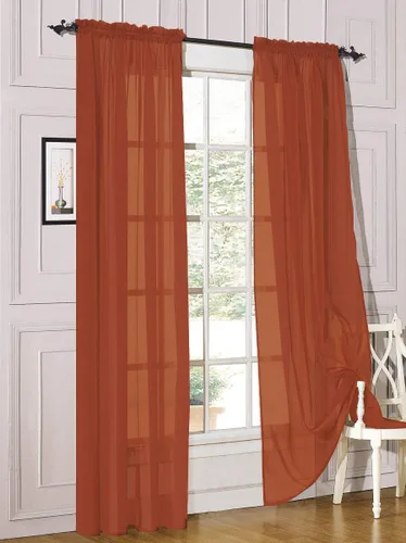 Decotex Juego de 2 Piezas de Cortinas de Gasa Transparente con Filtrado de Luz y Bolsillo para Barra para Ventana, Paneles Tipo Cortinaje,