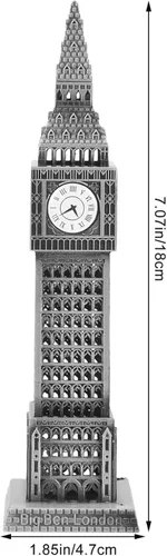 Miniatura 2 de HOMSFOU Big Ben Modelo Arquitectura Escultura Aleación Modelo de Edificio Ornamento para Decoración del Hogar Mesa Pantalla 7.08 Pulgadas Londres