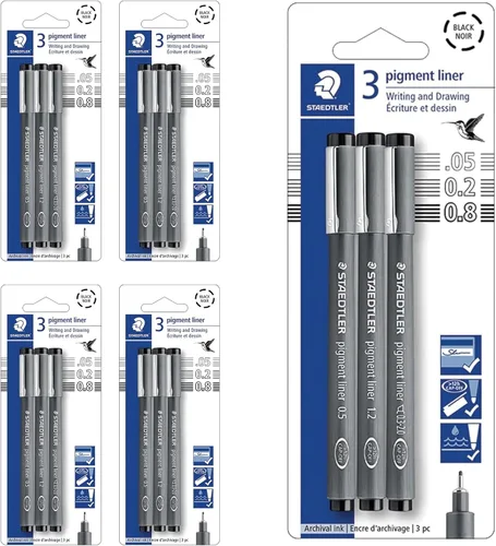 Miniatura 14 de Staedtler Delineador de Pigmentos, Pluma Delineadora para Dibujo, Bocetos, Diario, 0.05mm (0.002 in), Negro, Caja de 5 Plumas, 308 0059M