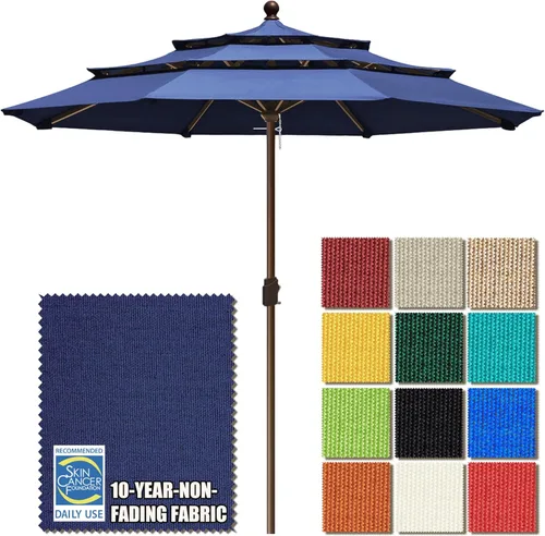 Miniatura 86 de EliteShade USA Sombrilla de Mercado de 10 Años Sin Decoloración de 9 Pies 3 Niveles Sombrilla de Patio Sombrilla de Mesa para Exteriores con Beige