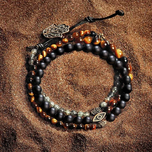 Miniatura 4 de KARMA AND LUCK - Men's Hamsa Buddha Wrap Bracelet Handmade in Bali
