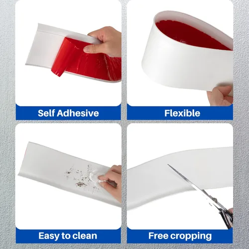 Miniatura 4 de COUKIU Moldura Flexible para Zócalo, 3 Pulgadas x 20 Pies Base de Pared de Vinilo Autoadhesivo Base Cove, Moldura de Base de Pared de Goma