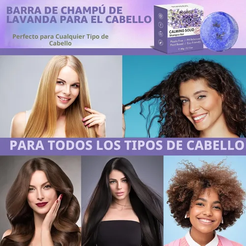 Miniatura 6 de DBEAUTYM Paquete de 2 barras de champú de lavanda, barra sólida para el cabello y jabón para el cabello con efecto acondicionador, barras de champú