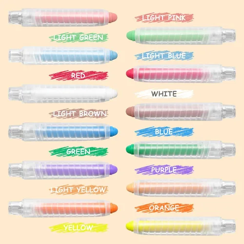 Miniatura 5 de Tiza sin polvo para niños pequeños – Tiza de color para acera con soporte, 12 piezas, no tóxica, lavable, para exteriores, niños pequeños de 1 a 3