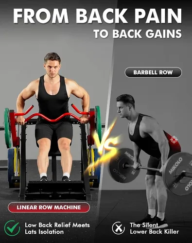 Miniatura 2 de Máquina de remo lineal Mikolo, máquina de entrenamiento de espalda para gimnasio en casa, máquina de espalda con carga de placas y rodamiento