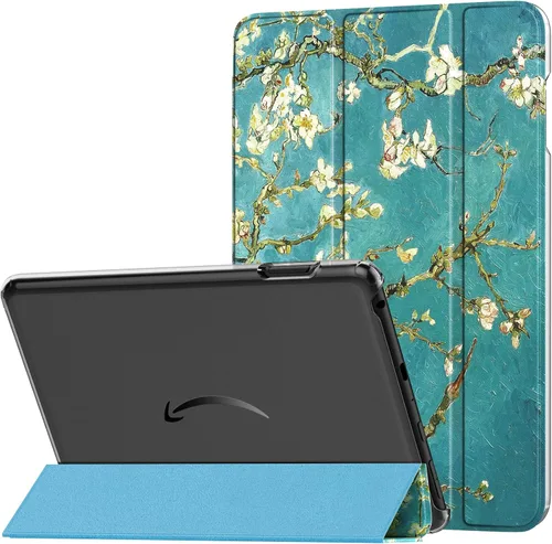 Miniatura 25 de MoKo Funda para tableta Amazon Kindle Fire HD 8 y 8 Plus (12/10ª generación, 2022/2020), funda de piel sintética con soporte triple y carcasa azul