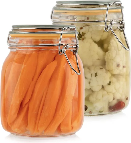 Miniatura 12 de Tarros de vidrio con tapas, tarros de almacenamiento de alimentos de 16 onzas con tapas herméticas a prueba de fugas, tarros de cocina