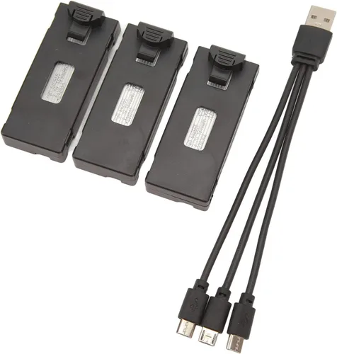 Miniatura 9 de FOSA Kit de batería de litio para aviones a control remoto, 3 piezas con juego de cables de carga de luz y portátil para E88 E88Pro LSE525 E525Pro