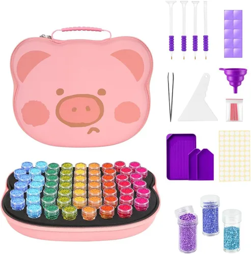 Miniatura 15 de ZORETCO Contenedores de almacenamiento de pintura de diamantes, 60 ranuras, kits de pintura de diamantes, accesorios y herramientas de pintura