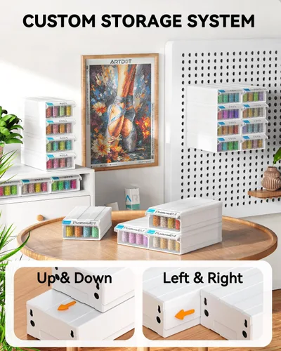 Miniatura 4 de ARTDOT Contenedor de almacenamiento de 30 ranuras para kits de arte de diamantes para adultos, cajas de almacenamiento portátiles de cuentas