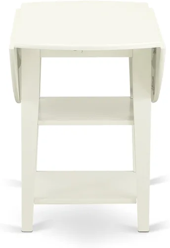Miniatura 7 de East West Furniture SUNO3-LWH-W - Juego de muebles de comedor de 3 piezas contiene una mesa de cocina redonda con gotas y estantes y 2 sillas