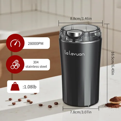 Miniatura 2 de Molinillo de café eléctrico, 200 W, cabezal de corte de acero inoxidable 304, portátil, molinillo de especias para el hogar, 28,000 RPM, puede hacer