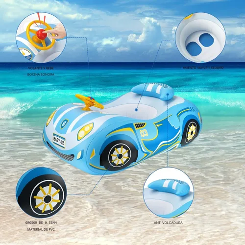 Miniatura 3 de Flotador de piscina para bebé con diseño de coche 3D, flotador de natación de PVC resistente, flotador de piscina para niños, flotadores de natación