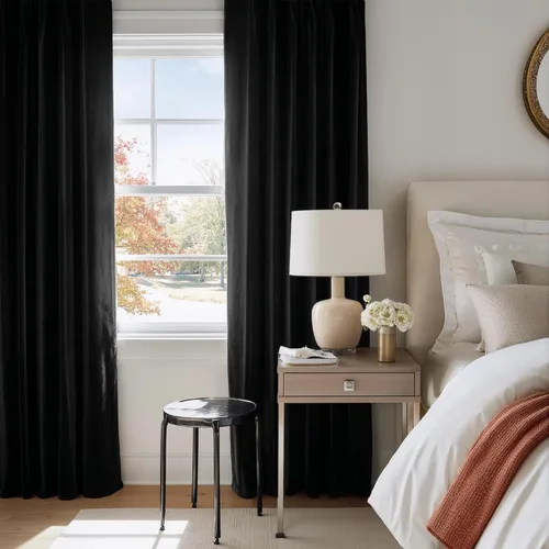 Miniatura 2 de NICETOWN Cortinas opacas de terciopelo negro de 84 pulgadas de largo para dormitorio, paneles opacos con bolsillo para barra, cortinas mate sólidas