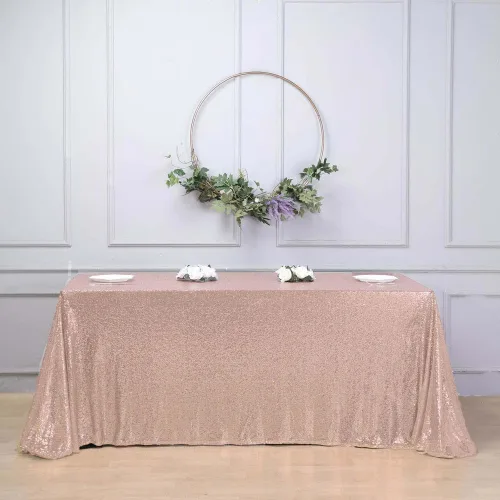 Miniatura 16 de Tableclothsfactory Luxury Collection Duchess - Mantel rectangular de lentejuelas, 60 x 126 pulgadas, color plateado