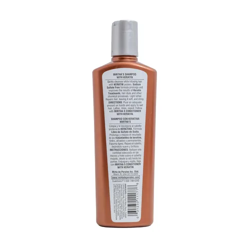 Miniatura 2 de Mirta De Perales Champú con queratina para cabello normal, seco y dañado Limpiador suave sin sulfatos con queratina hidrolizada y vitamina B5