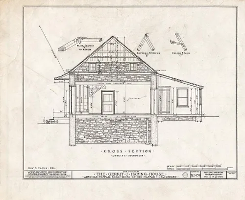 Historic Pictoric : Blueprint HABS NJ, 2-TAPO, 2- (hoja 9 de 19) - Gerrit J. Haring House, West Old Tappan Road, Old Tappan, Bergen County, NJ 30 x