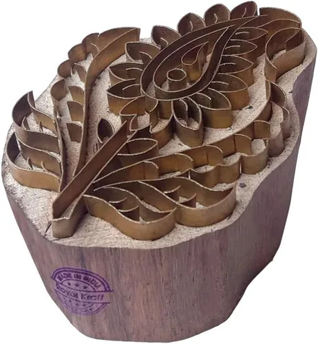 Miniatura 31 de Sello de Arcilla de Madera con Patrón de Loto de Latón para Impresión Rural BSCtag001