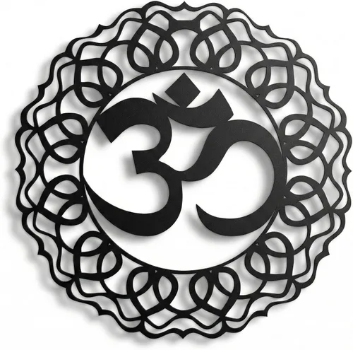 DEKADRON Arte de pared de metal, decoración de Om de metal, regalos de yoga, símbolo de aum, arte de pared OM, decoración de estudio de yoga,