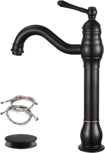 gotonovo Grifo para Lavabo Tipo Vasija de Una Sola Manija Giratorio 360° Grifo de Baño de Un Agujero Estilo Granja Grifo de Tocador para Lavabo Tipo