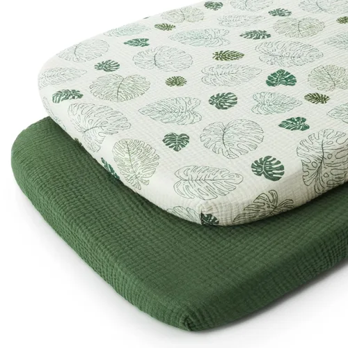 Miniatura 13 de Blissful Diary Sábanas de moisés de muselina para bebés, niñas y niños, de algodón suave bohemio, ajustadas para colchón rectangular ovalado de Sol