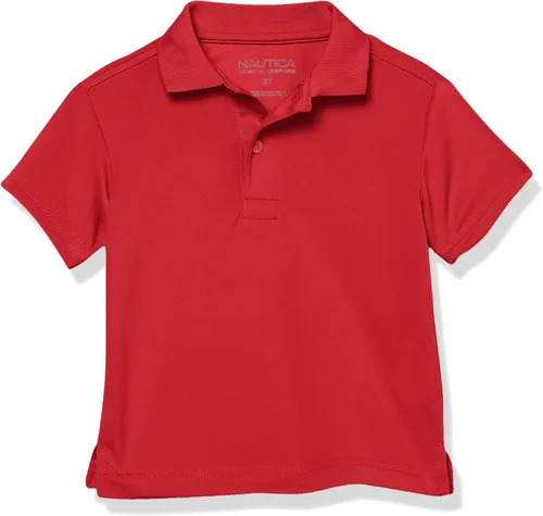 Nautica - Camiseta tipo polo de manga corta para uniforme escolar de niños, con cierre de botones y material de alto rendimiento que absorbe la