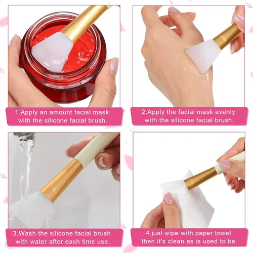 Miniatura 6 de Patelai 20 cepillos de silicona para máscara facial con caja de almacenamiento, silicona epoxi facial barro cosmético aplicador de máscara