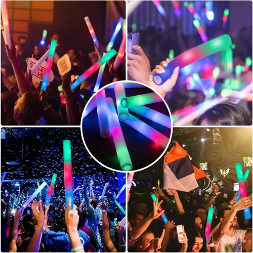 Miniatura 4 de SHQDD Paquete de 28 varillas de espuma LED que brillan en la oscuridad, paquete de fiesta a granel con 3 modos de parpadeo colorido, suministros