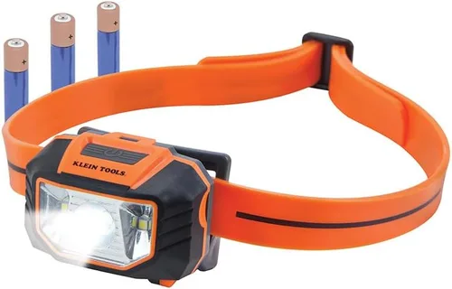 Klein Tools Luz LED 56220, faro de casco duro, luz de inundación y foco se inclina 45 grados, correa antideslizante, para trabajo y senderismo al