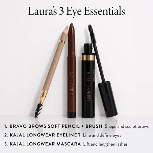 Miniatura 9 de LAURA GELLER NEW YORK Máscara de Kajal de larga duración - Fórmula para alargar, definir, rizar y construir maquillaje de ojos - Cepillo innovador