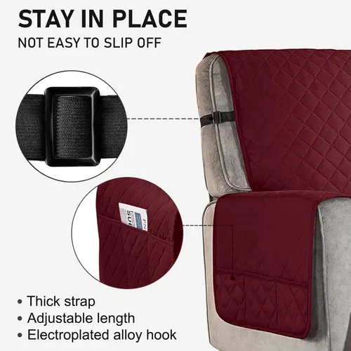 Miniatura 3 de Louis Donne - Funda acolchada reversible para sillón reclinable, resistente al agua, protector de muebles para sillón reclinable, funda Rojo