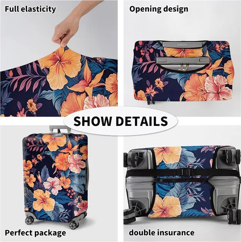 Miniatura 6 de JYCUHTCL Funda de equipaje prémium para maleta con etiqueta C de equipaje adicional, Flor-A, Cubierta de equipaje con etiqueta de equipaje