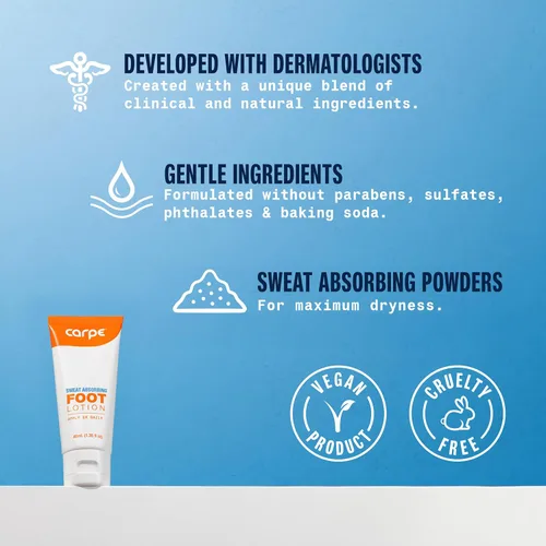 Miniatura 2 de Carpe Loción para pies absorbente de sudor con aplicador, una solución recomendada por dermatólogos para detener los pies sudorosos y malolientes