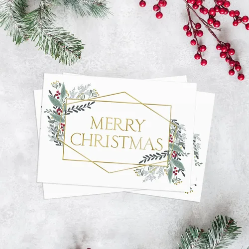 Miniatura 5 de Canopy Street Masterpiece Tarjetas de Feliz Navidad con Marcos de Lámina Dorada / Juego de 15 Tarjetas Navideñas Modernas en Caja con Sobres Marcos