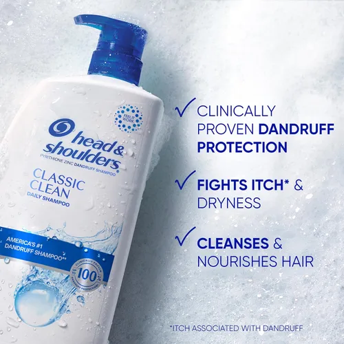 Miniatura 2 de Head & Shoulders Champú anticaspa, paquete doble de champú Classic Clean, 1% de piritiona de zinc, control de escamas, cuidado del cuero cabelludo