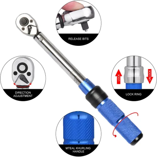 Miniatura 4 de Juego de llaves dinamométricas para bicicleta, llave dinamométrica de 1/4 de pulgada de 2 a 24 Nm, kit de herramientas para bicicleta