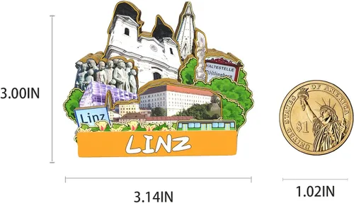 Miniatura 3 de Imán de Linz de Austria para nevera de madera 3D, monumentos de viaje, coleccionables, recuerdos, decoración hecha a mano, 2