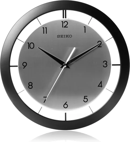 SEIKO St James - Reloj de pared de metal cepillado de 11 pulgadas, color negro